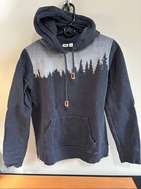 tentree Navy Hoodie with Light Gray Forest Yoke